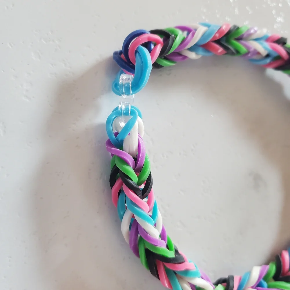 Fun Neon Hoop Feather Earrings & Rubber Band Bracelet Bundle